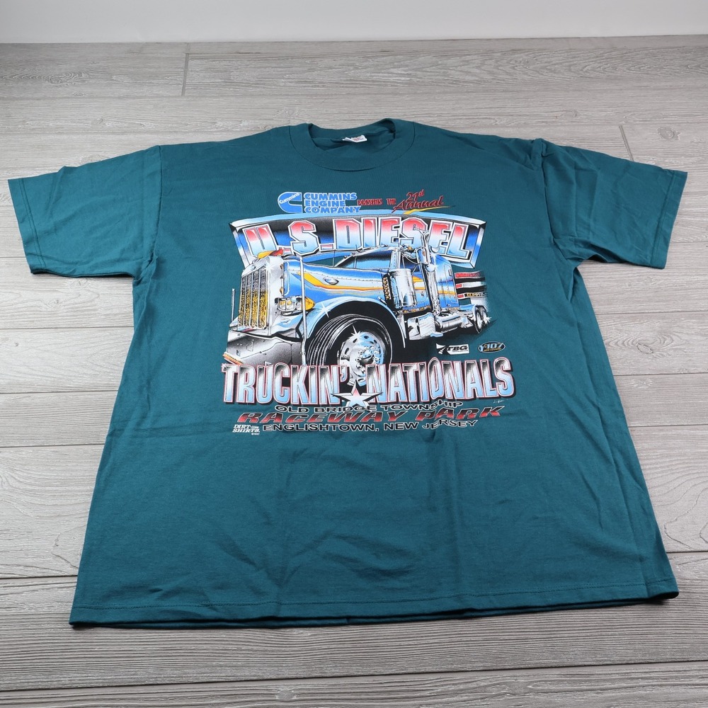 Vintage 1997 U.S Diesel Truckin' Nationals Raceway Park Graphic T Shirt Men's XL